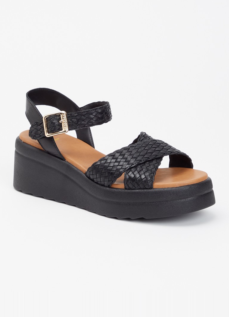 Dune London Dames Kinleys sandalette van leer in de kleur Zwart