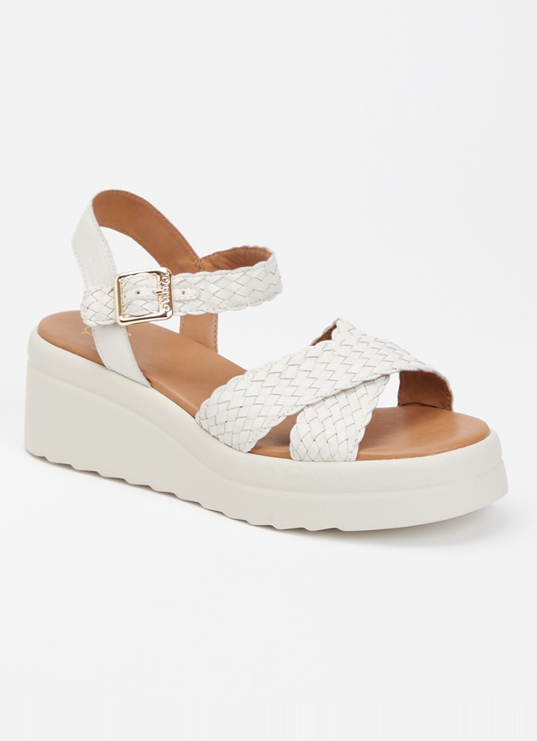 Dune London Dames Kinleys sandalette van leer in de kleur Gebroken wit