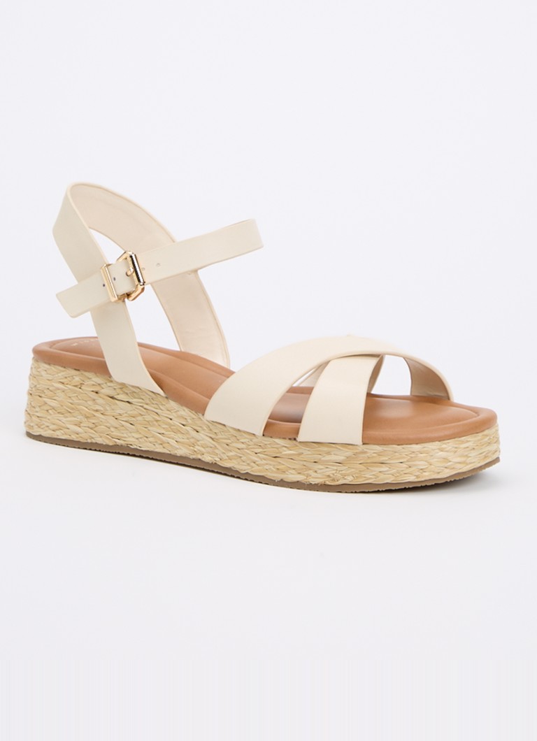Dune London Dames Wide Fit Littleton sleehak van leer met metallic finish in de kleur Creme