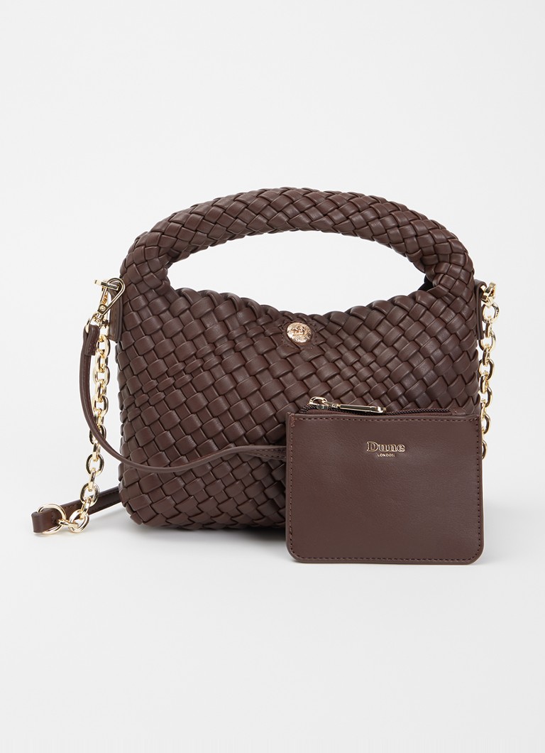 Dune London Dames Dinkydeliberate handtas met gevlochten detail en uitneembaar etui in de kleur Chocoladebruin