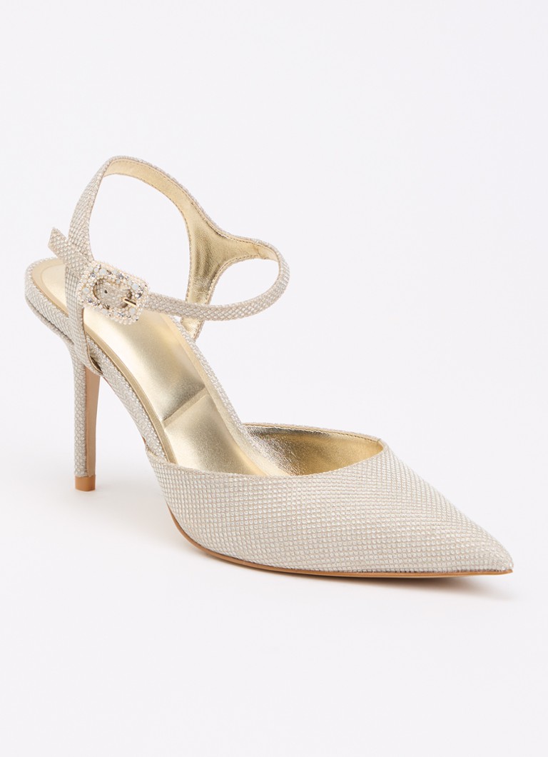 Dune London Dames Channel sandalette met strass in de kleur Witgoud