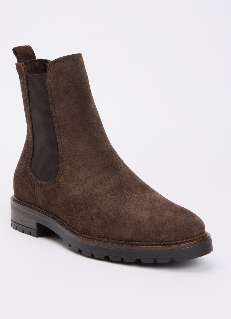 Dune London Dames Poema chelsea boot van leer in de kleur Donkerbruin