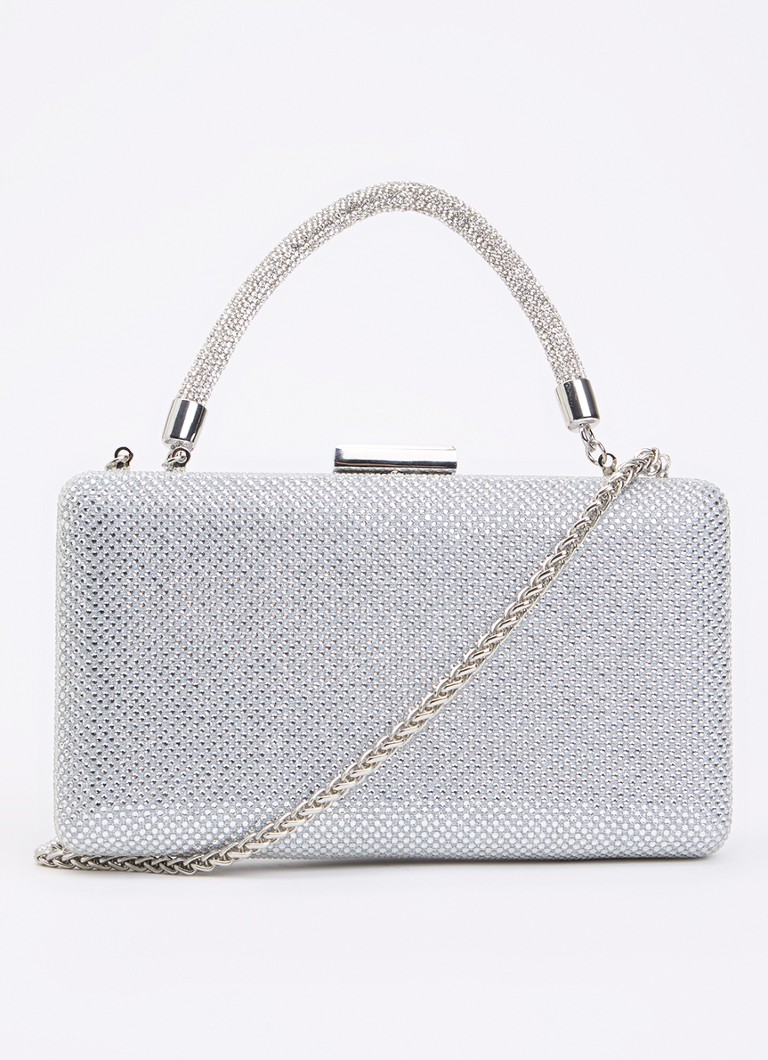Dune London Dames Beaut clutch met afneembare schouderriem in de kleur Zilver