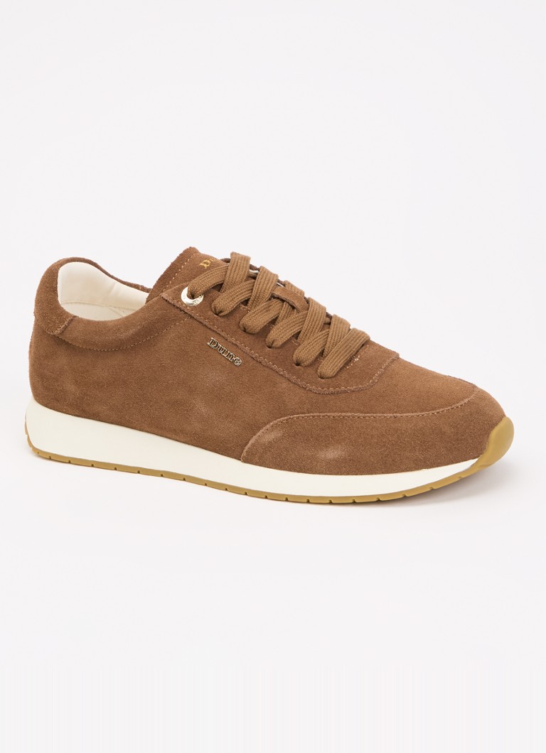 Dune London Dames Ettah sneaker van leer met logo in de kleur Cognac
