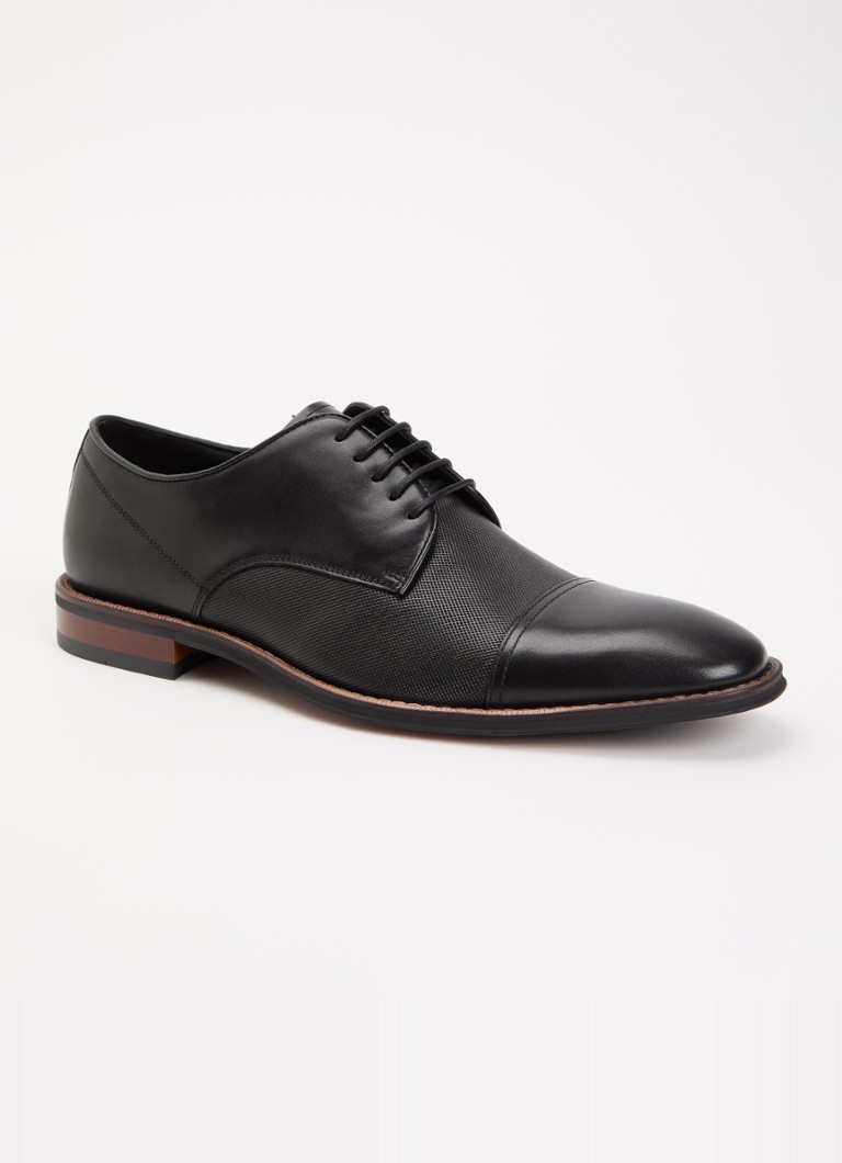 Dune London Heren Stones veterschoen van leer in de kleur Zwart