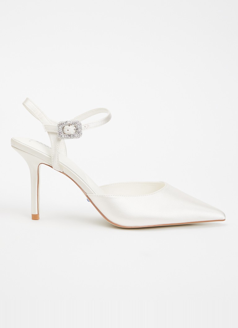 Dune London Dames Wide Fit Celebrant slingback van satijn en gespdetail in de kleur Ivoor