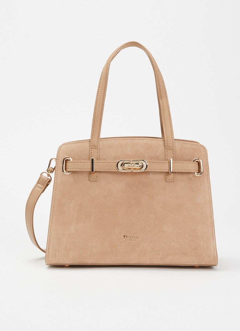 Dune London Dames Dinidefine handtas van suède met afneembare schouderriem in de kleur Creme