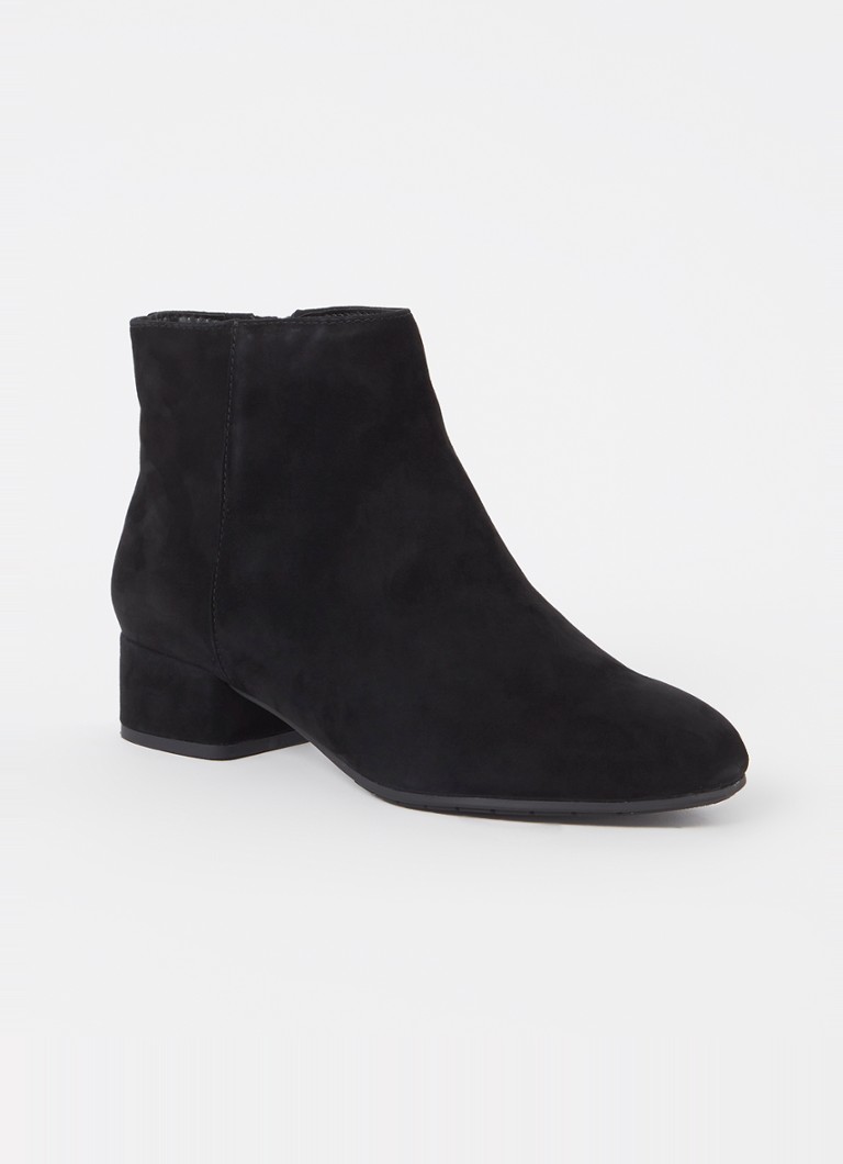 Dune London Dames Wide Fit Pippie enkellaarsje van suède in de kleur Zwart