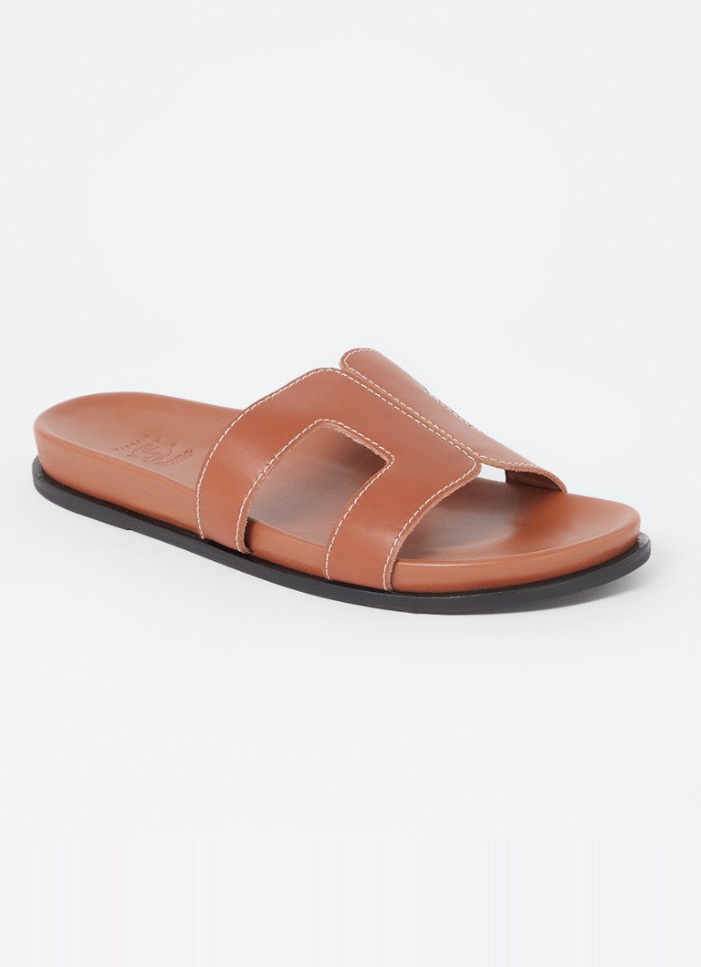 Dune London Dames Loupa slipper van leer in de kleur Bruin