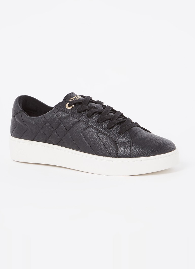 Dune London Dames Wide Fit Egent sneaker van leer met quilt patroon in de kleur Zwart