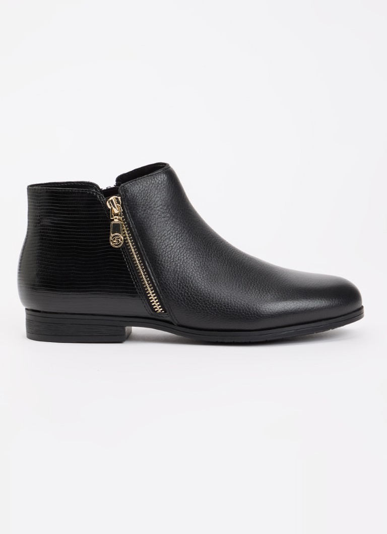 Dune London Dames Wide Fit Pandias enkellaarsje van leer in de kleur Zwart