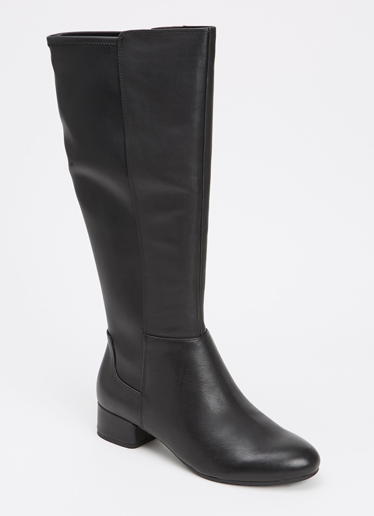Dune London Dames Wide fit Tayla laars in de kleur Zwart - Leather