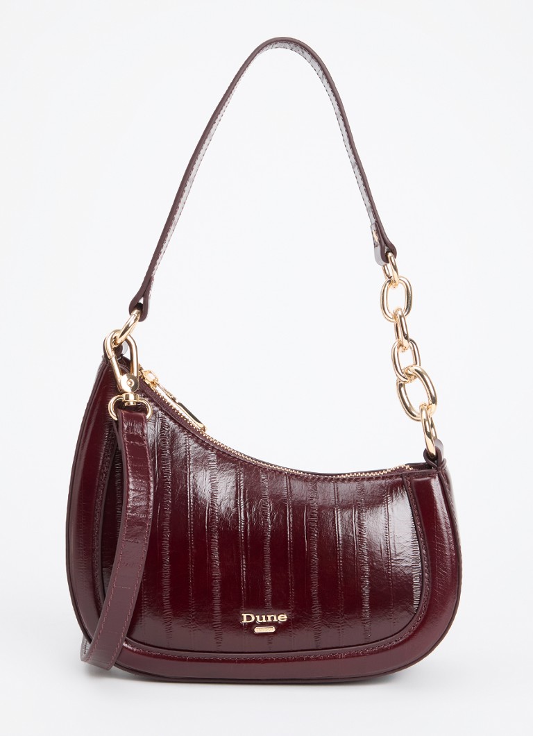 Dune London Dames Direction schoudertas met kettingdetail in de kleur Bordeauxrood