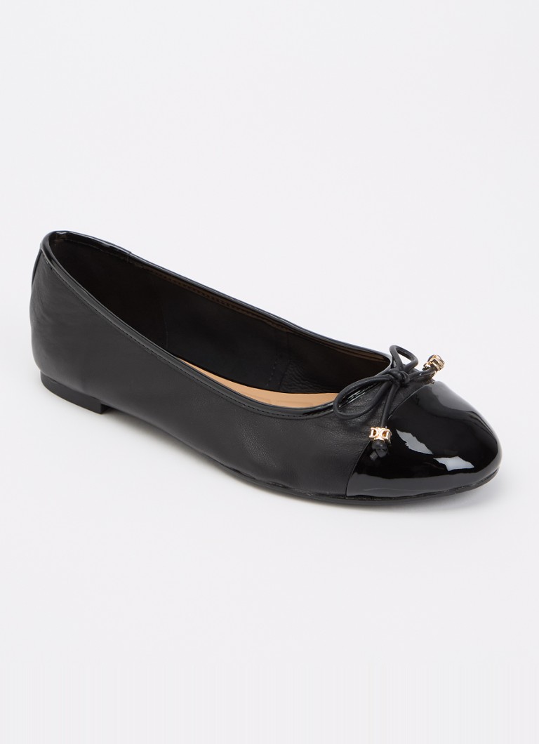 Dune London Dames Wide Fit Hallo ballerina met strikdetail in de kleur Diepzwart
