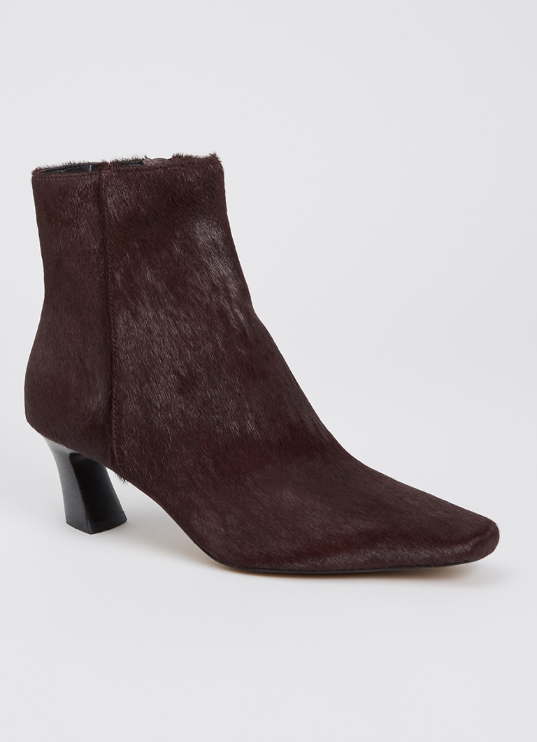 Dune London Dames Overly enkellaarsje van leer in de kleur Roodbruin