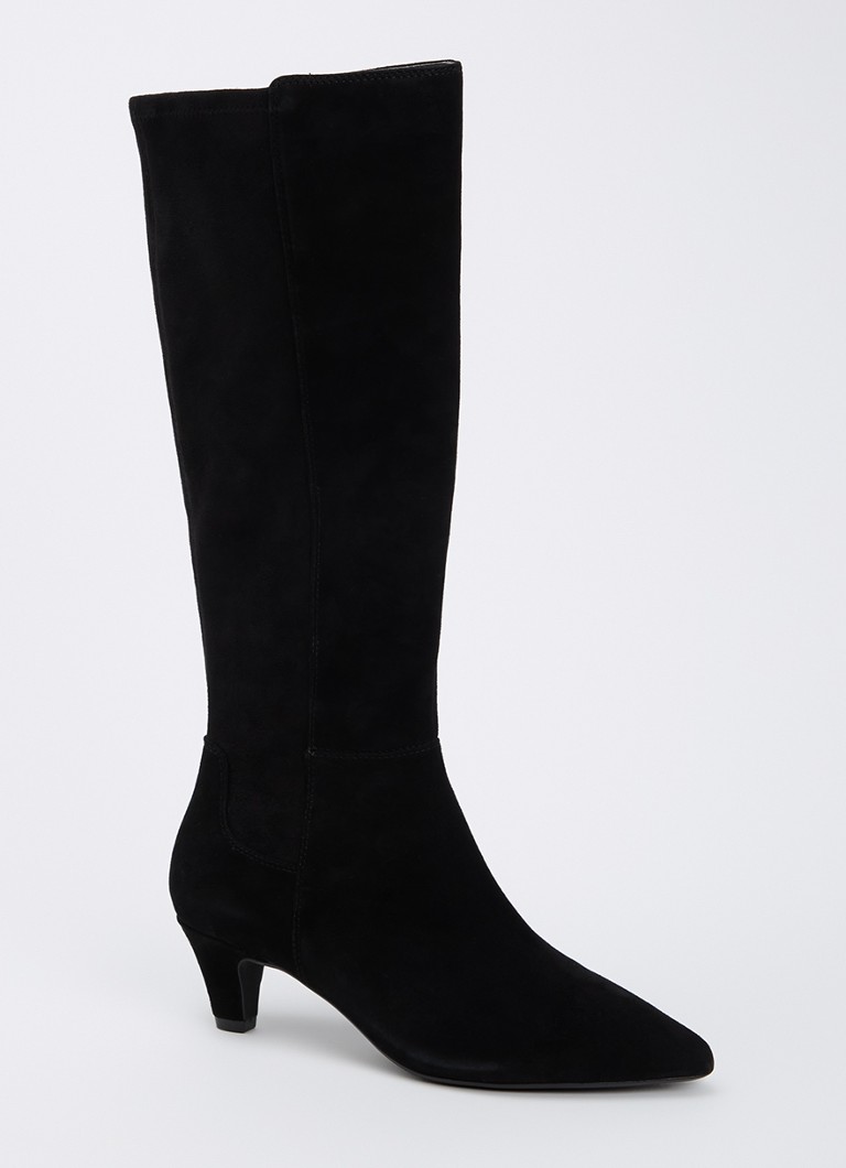 Dune London Dames Wide Fit Sera laars van suède in de kleur Zwart