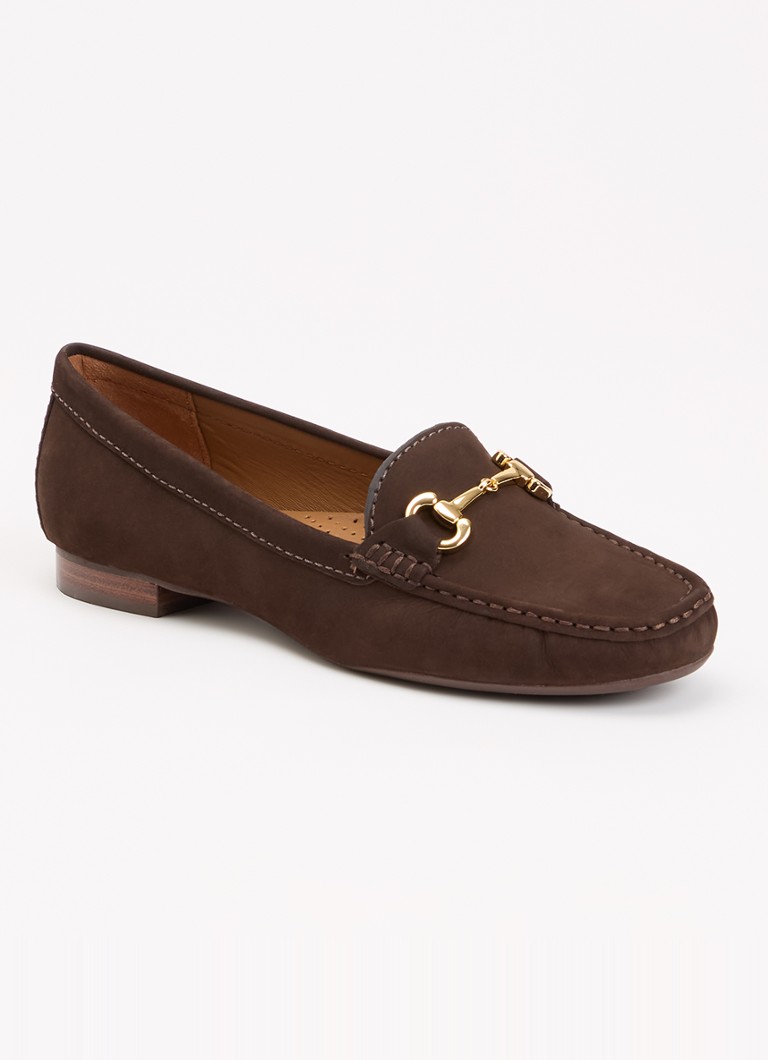 Dune London Dames Glenniee loafer van suède in de kleur Donkerbruin