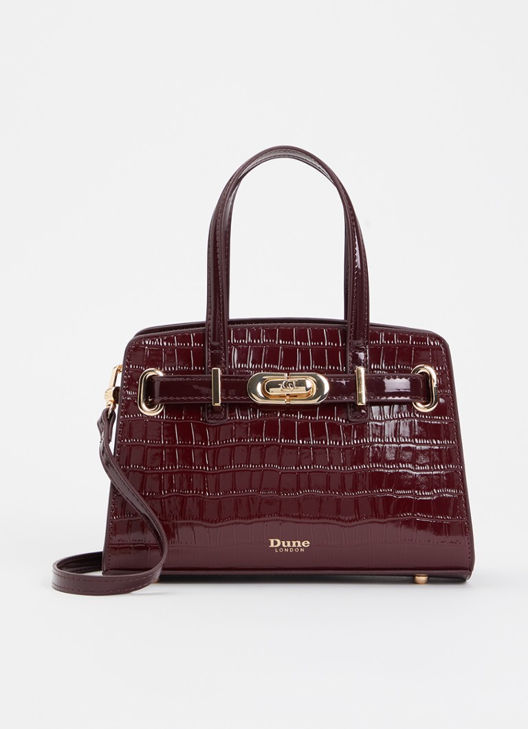 Dune London Dames Dinkydefine handtas van leer met afneembare schouderriem in de kleur Bordeauxrood