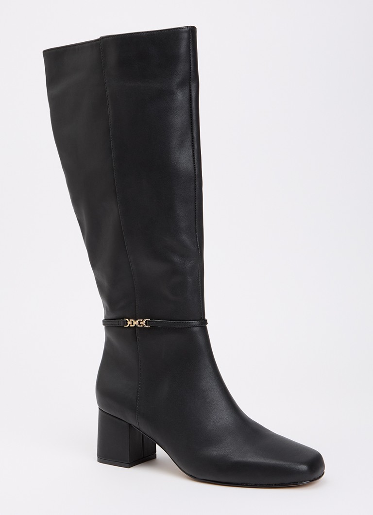 Dune London Dames Wide Fit Sanna laars van leer in de kleur Zwart