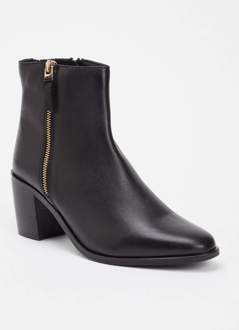 Dune London Dames Purl enkellaarsje van leer in de kleur Zwart