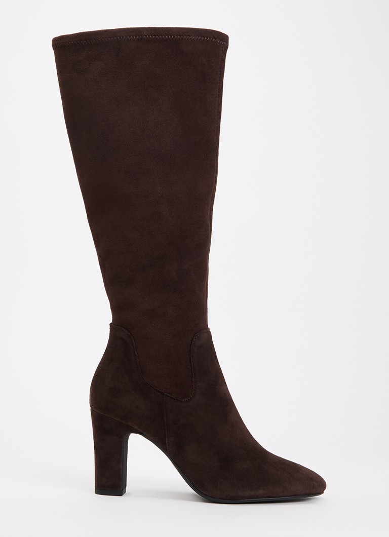 Dune London Dames Wide Fit Simple laars van suède in de kleur Donkerbruin
