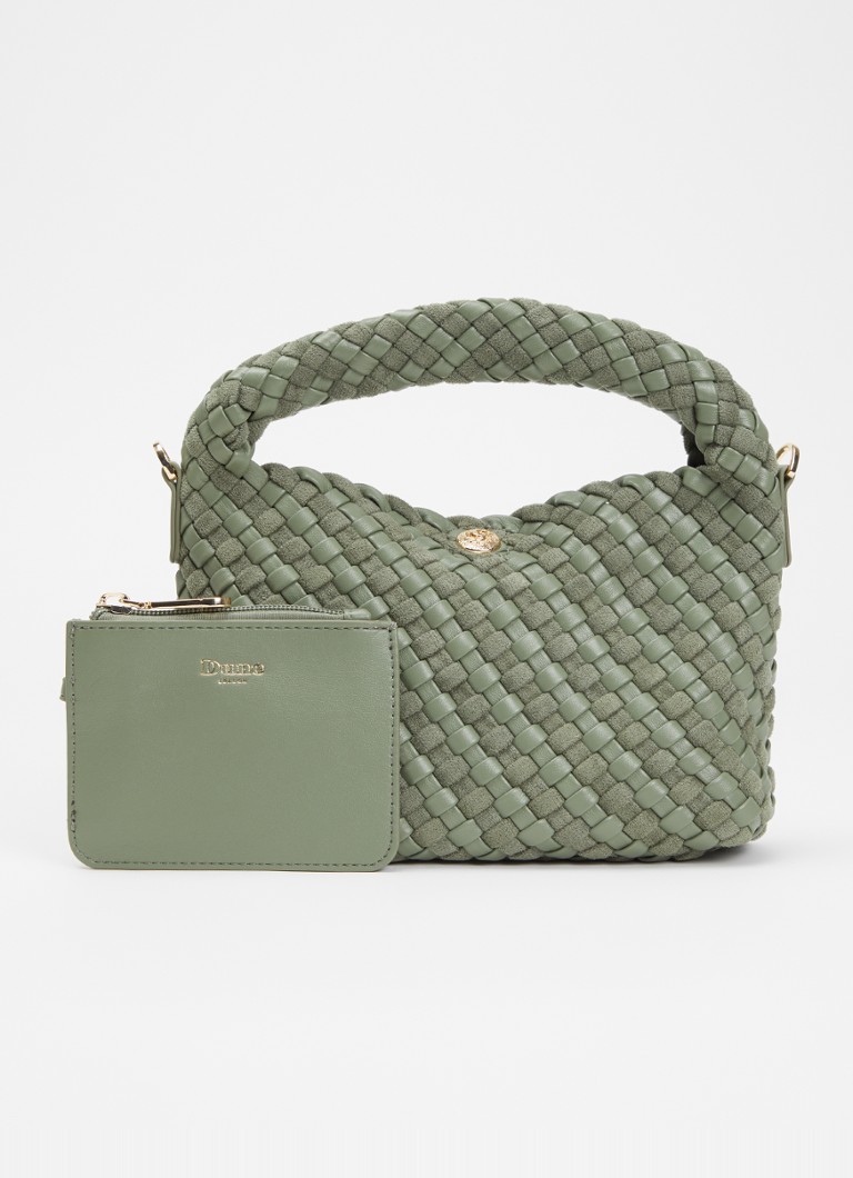Dune London Dames Dinkydeliberate handtas met gevlochten detail en uitneembaar etui in de kleur Mosgroen