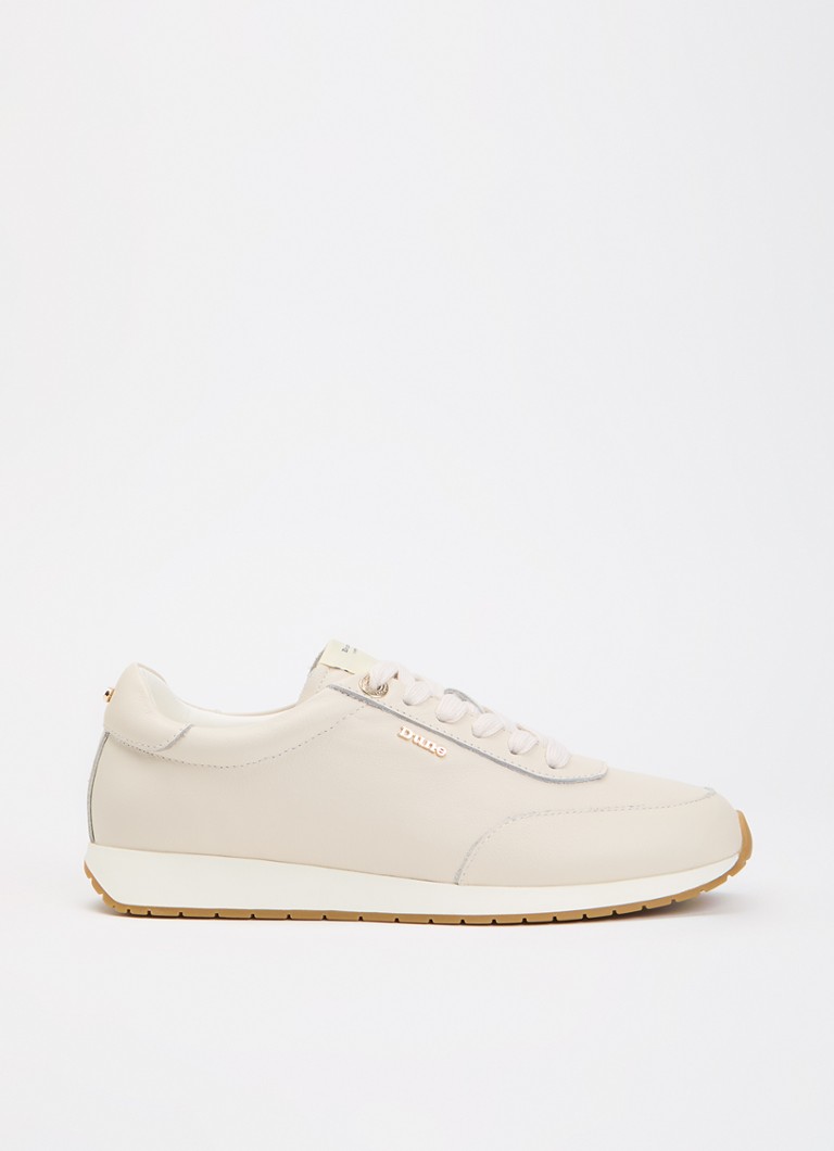 Dune London Dames Ettah sneaker van leer met logo in de kleur Creme