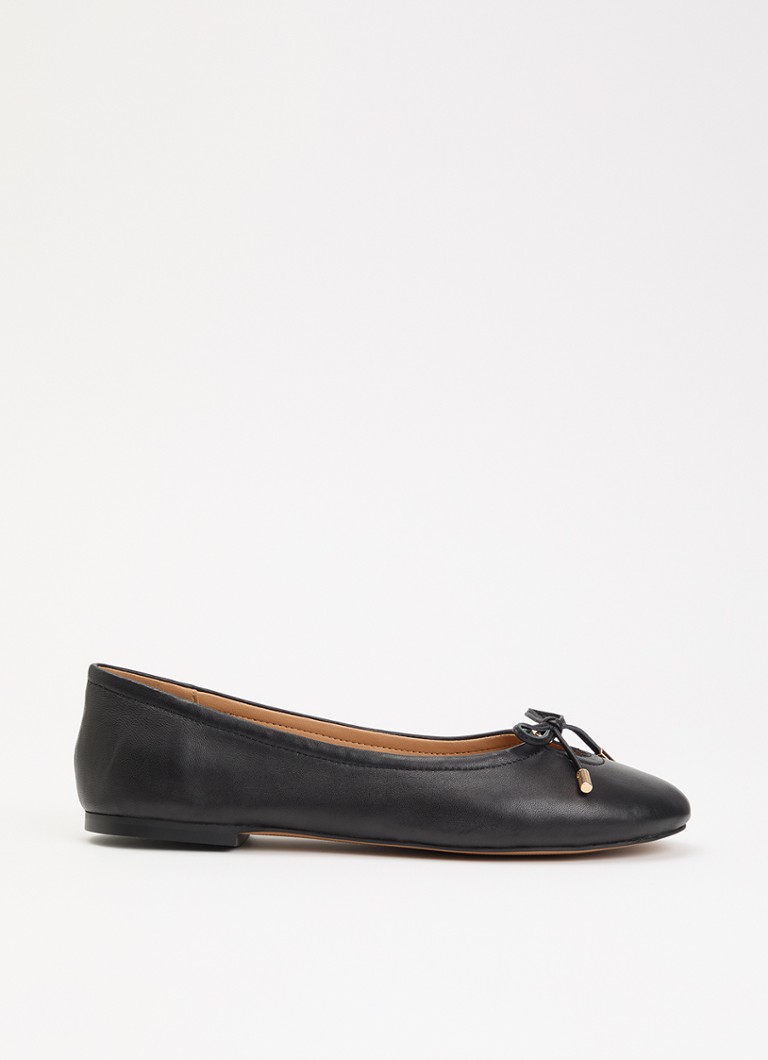 Dune London Dames Hali ballerina van leer met strikdetail in de kleur Zwart