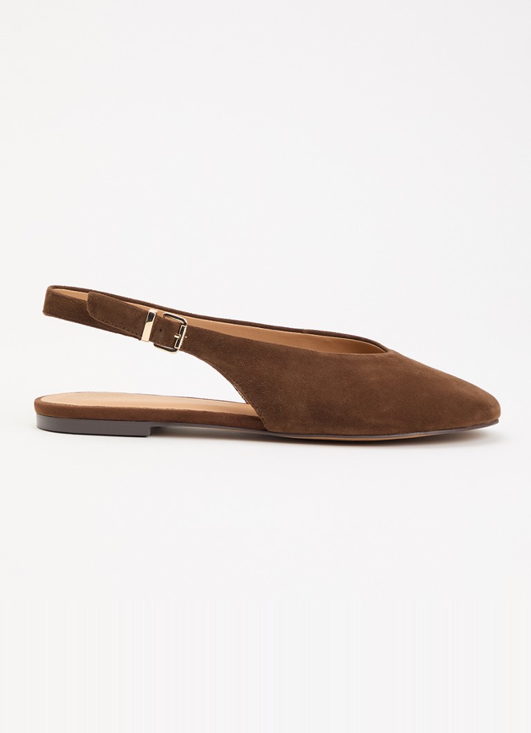 Dune London Dames Honora slingback van leer in de kleur Chocoladebruin