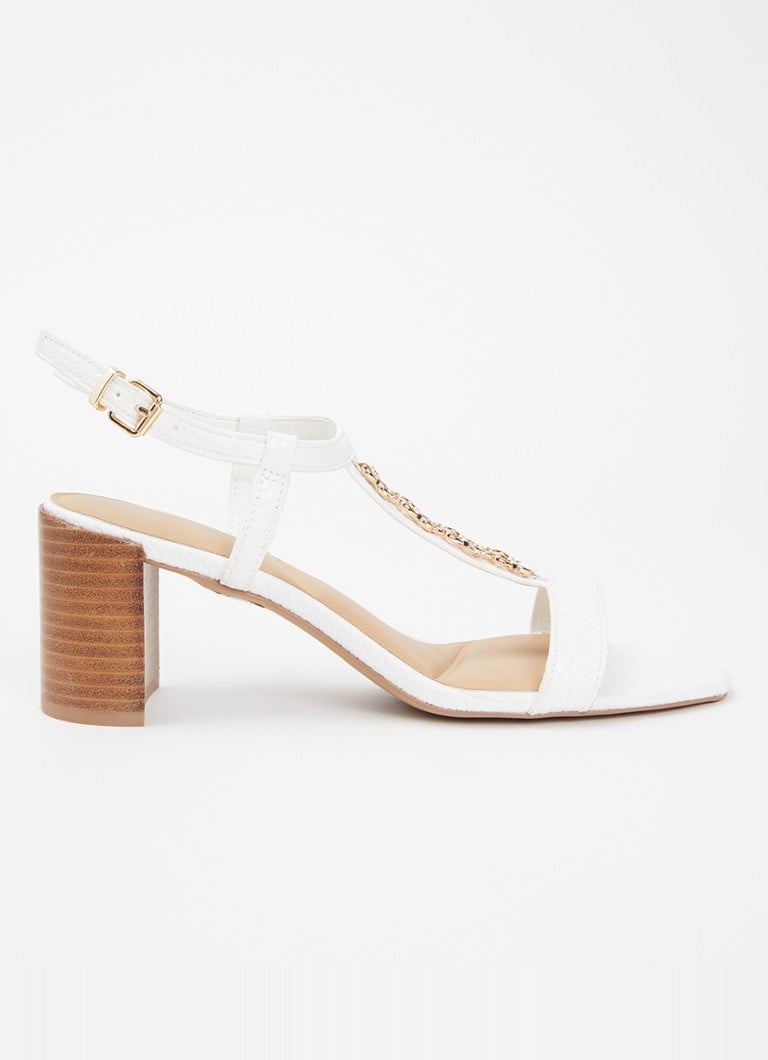 Dune London Dames Josina sandalette van leer met kettingdetail in de kleur Wit