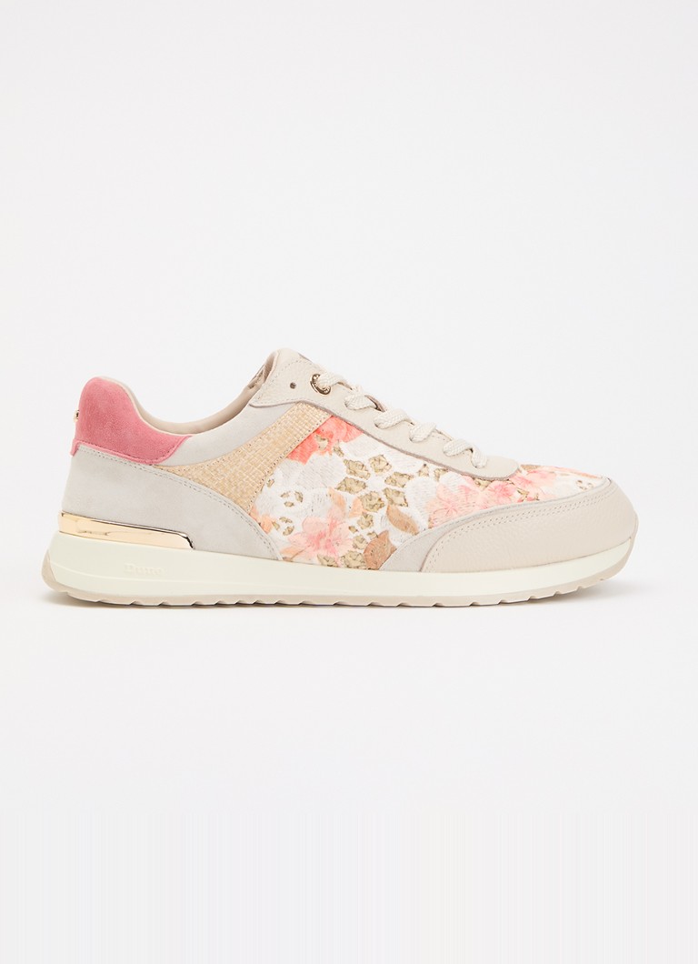 Dune London Dames Esmara sneaker met bloemenprint in de kleur Creme