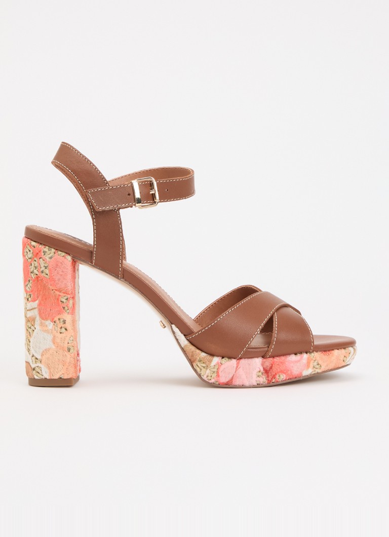 Dune London Dames Monique sandalette met bloemenprint in de kleur Bruin