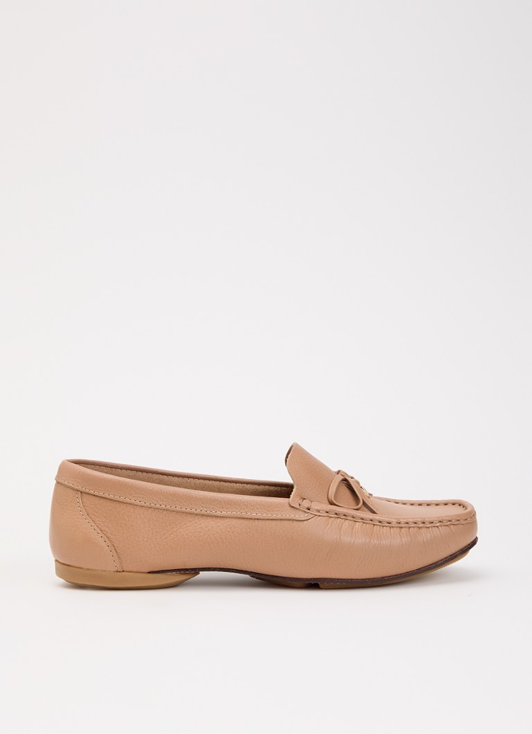 Dune London Dames Wide Fit Grip mocassin van leer in de kleur Camel