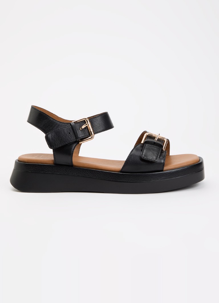Dune London Dames Wide Fit Licia sandaal van leer in de kleur Zwart