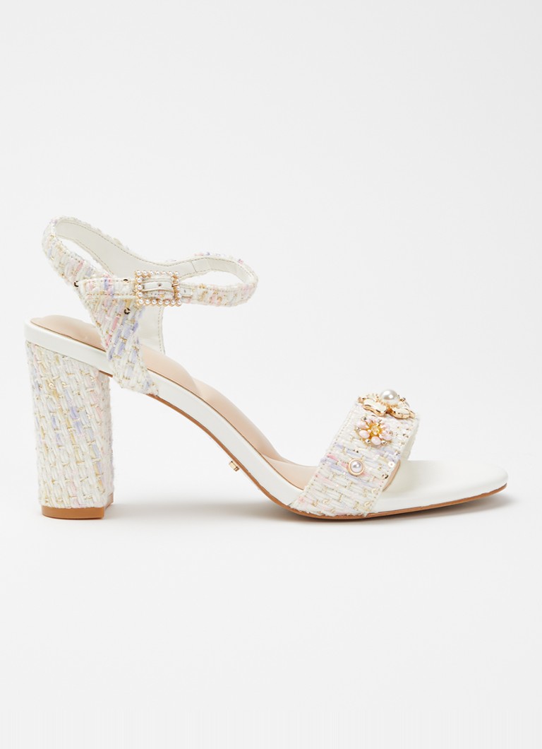 Dune London Dames Mention sandalette met tweed-look in de kleur Wit