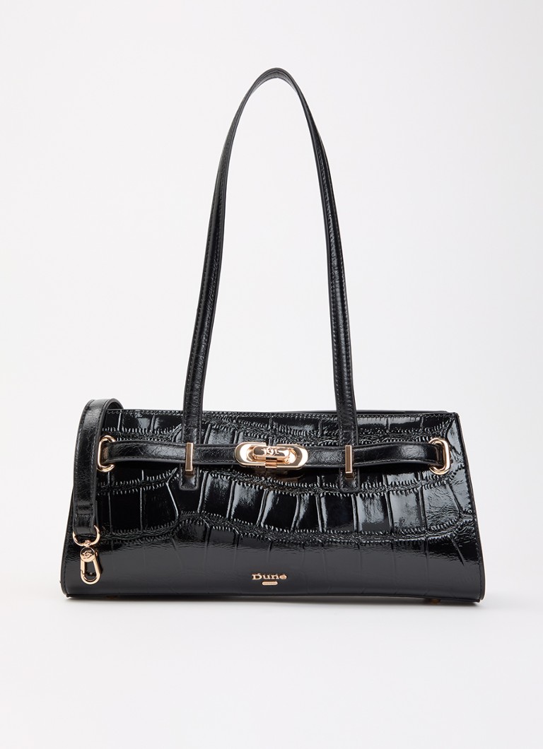 Dune London Dames Depend schoudertas van leer met afneenbare schouderriem in de kleur Diepzwart