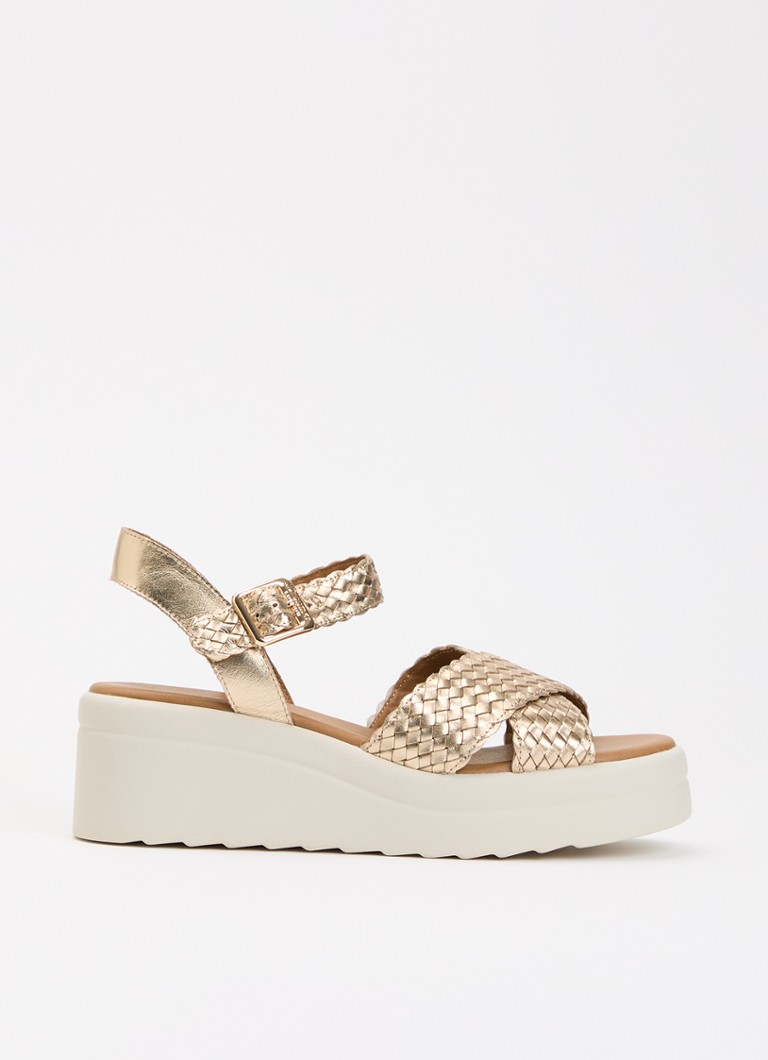 Dune London Dames Kinleys sandalette van leer in de kleur Goud
