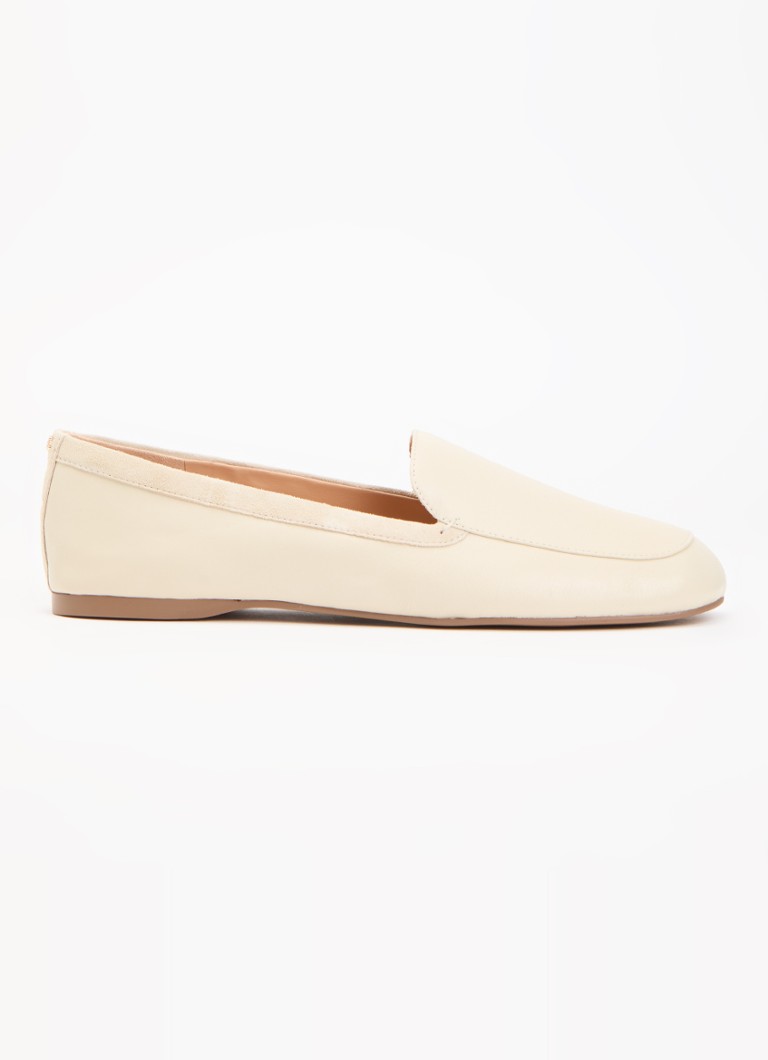 Dune London Dames Gosette loafer van leer met details van suède in de kleur Ivoor