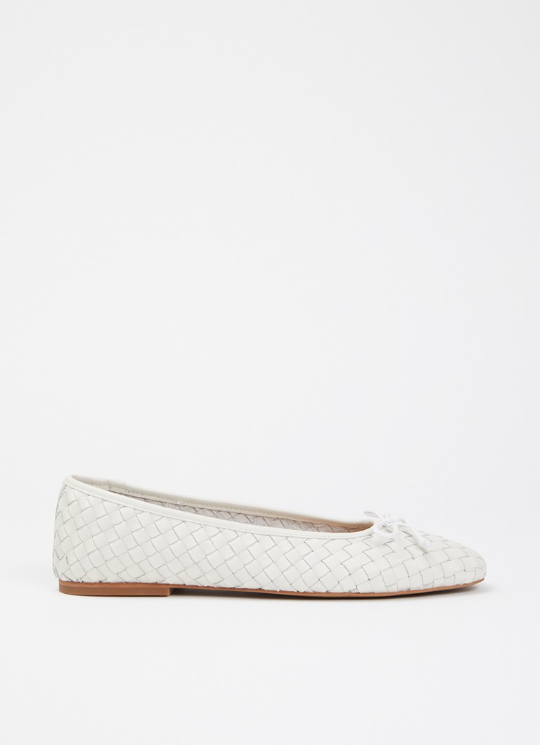 Dune London Dames Wide Fit Heat ballerina van leer in de kleur Gebroken wit