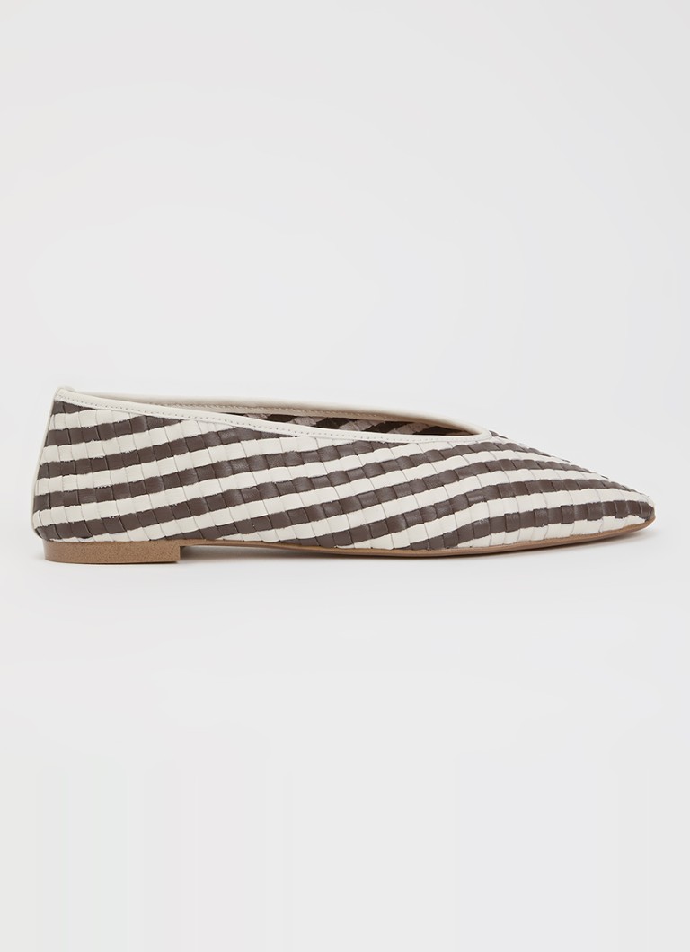 Dune London Dames Henlee ballerina van leer met gevlochten details in de kleur Wit