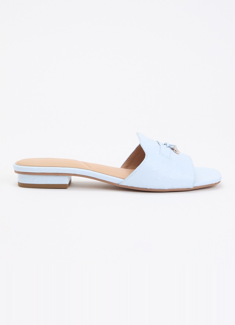 Dune London Dames Lindo slipper van leer in de kleur Lichtblauw