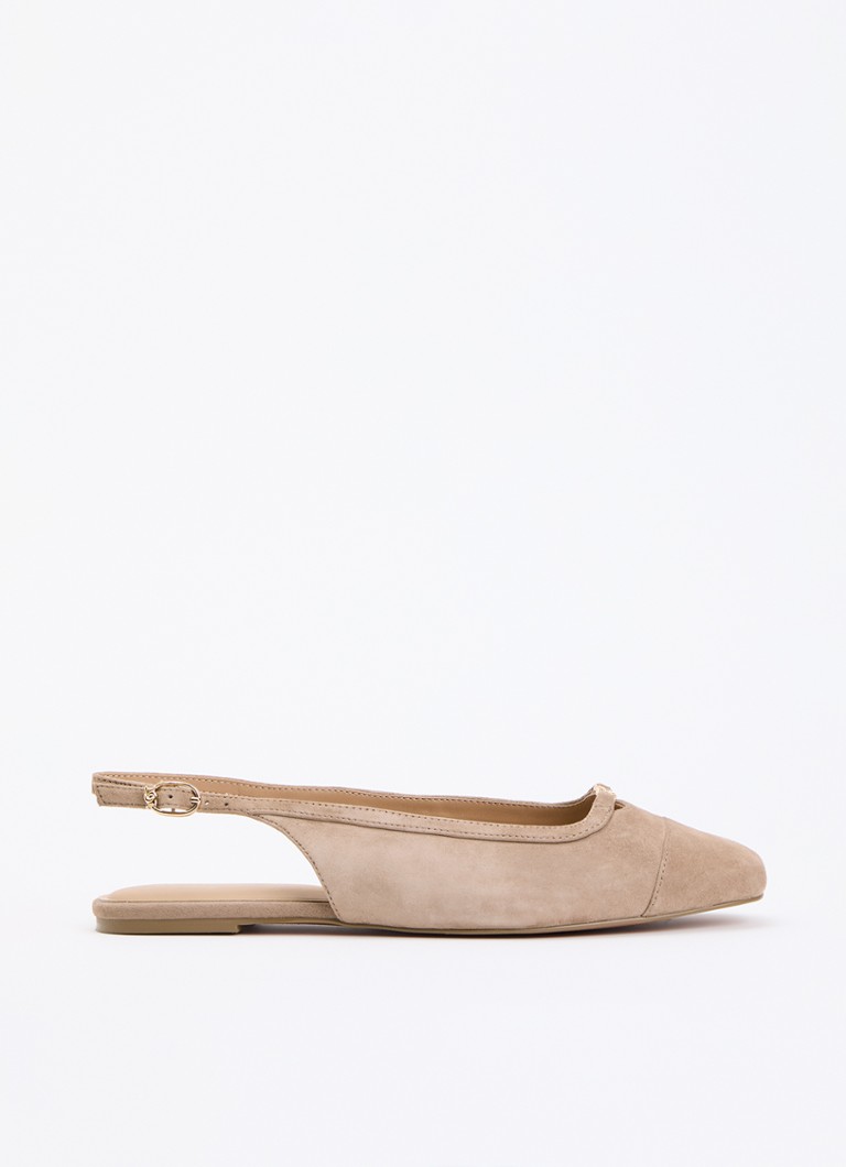 Dune London Dames Wide Fit Hanna slingback van suède in de kleur Beige