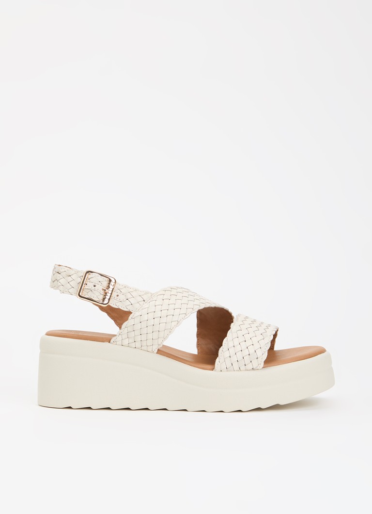 Dune London Dames Wide Fit Kerbie sleehak van leer met gevlochten details in de kleur Wit