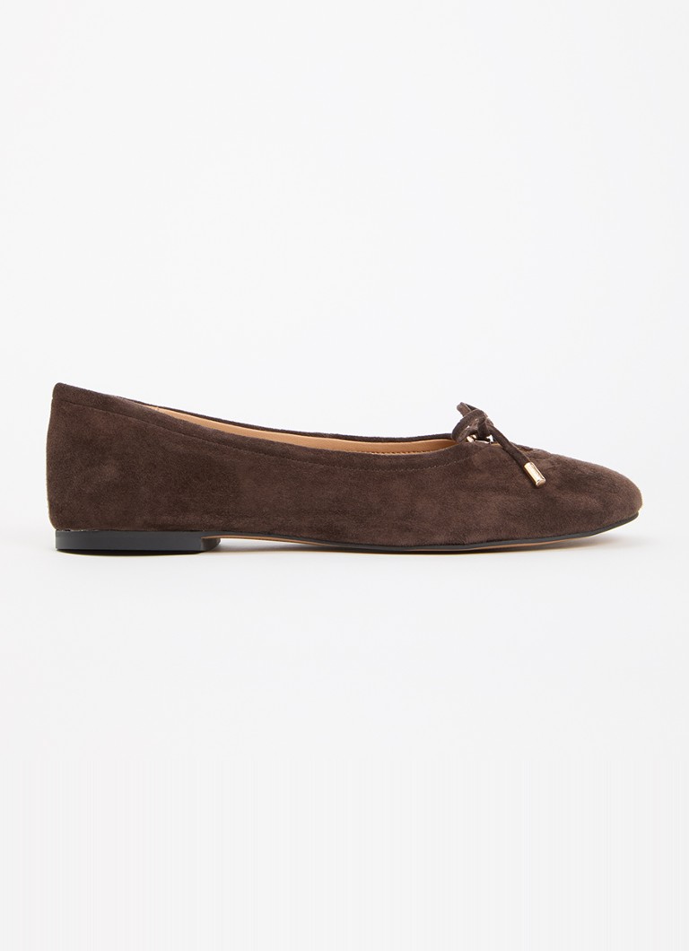 Dune London Dames Hali ballerina van leer met strikdetail in de kleur Bruin