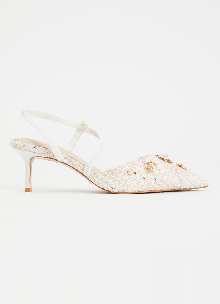 Dune London Dames Wide Fit Dyana slingback met glitter in de kleur Gebroken wit