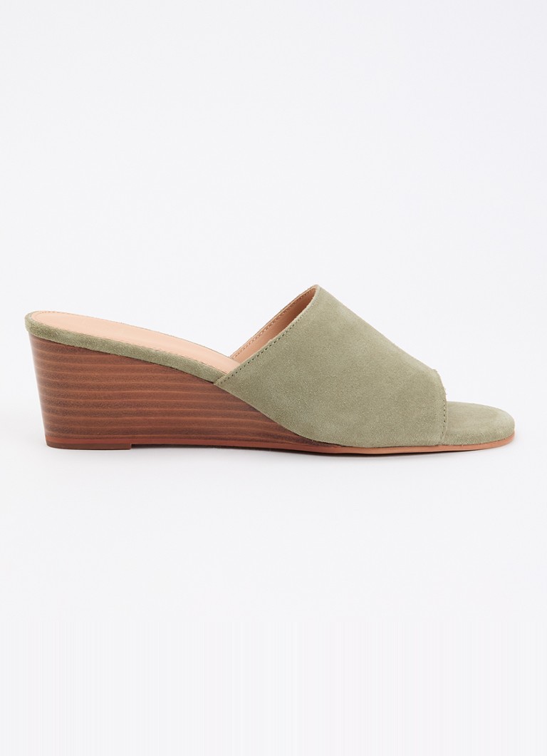 Dune London Dames Kaydee muiltje van suède in de kleur Lindegroen