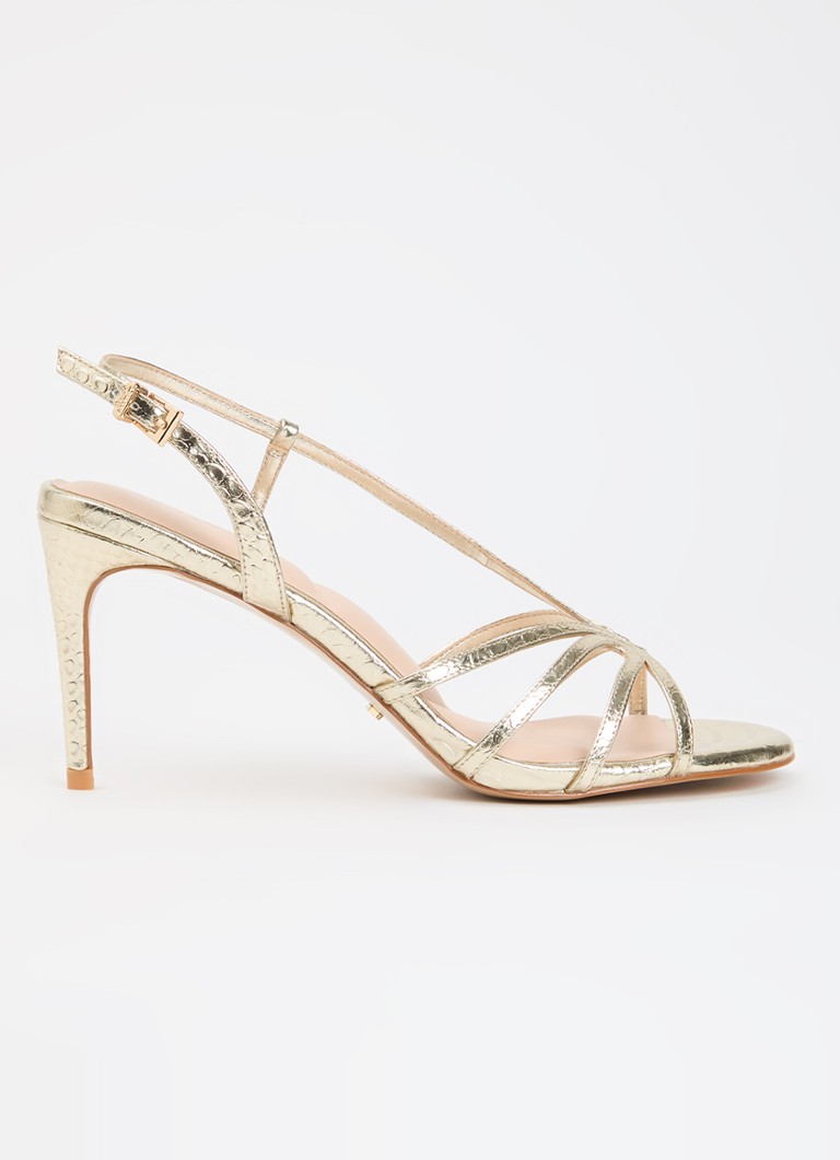 Dune London Dames Morning sandalette van leer met metallic finish in de kleur Goud
