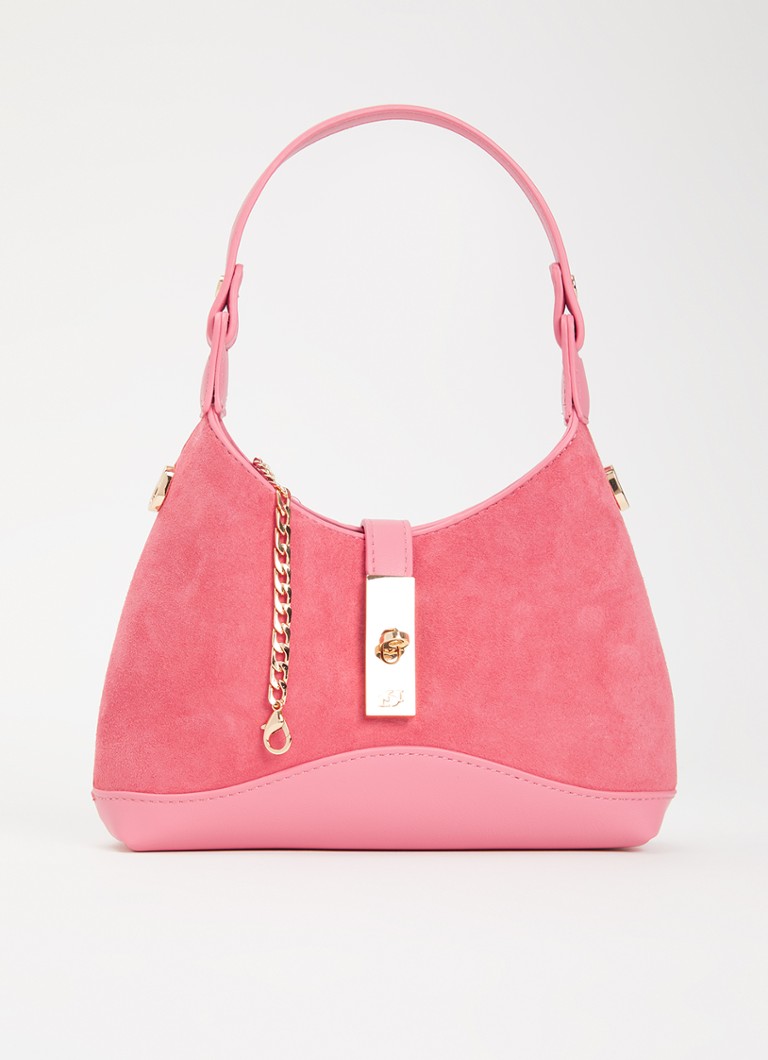 Dune London Dames Dinidorset handtas met details van suède en afneembare schouderriem in de kleur Koraalroze