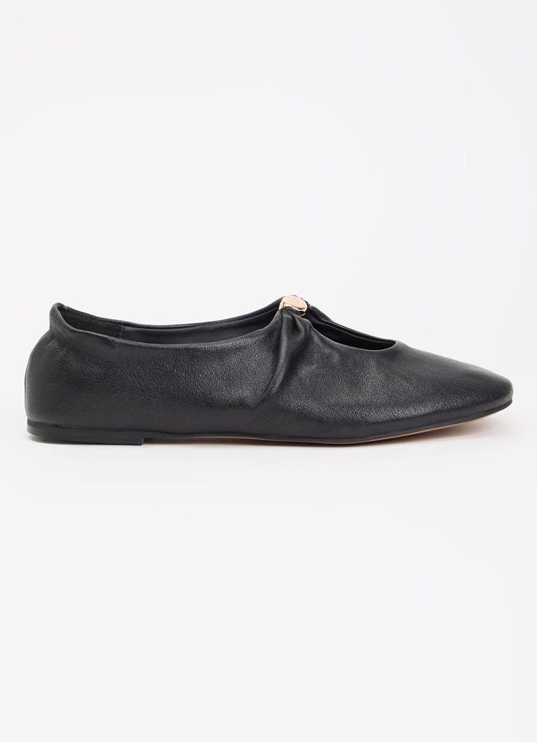 Dune London Dames Havella ballerina van leer in de kleur Zwart