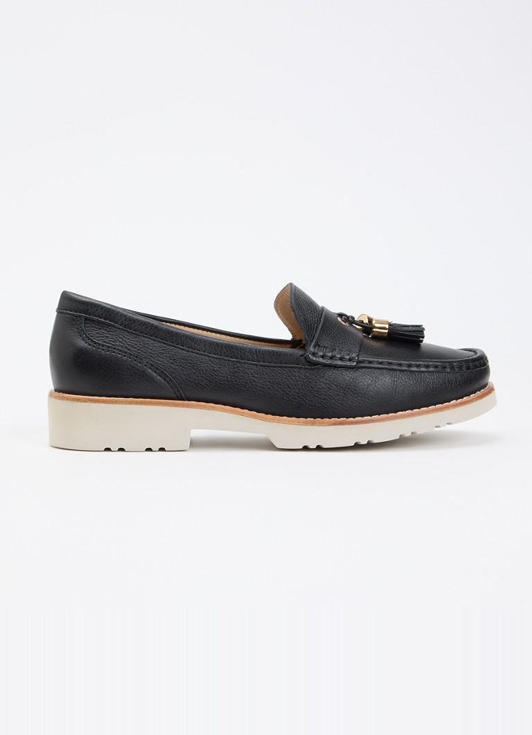 Dune London Dames Wide Fit Gwen loafer van leer in de kleur Zwart